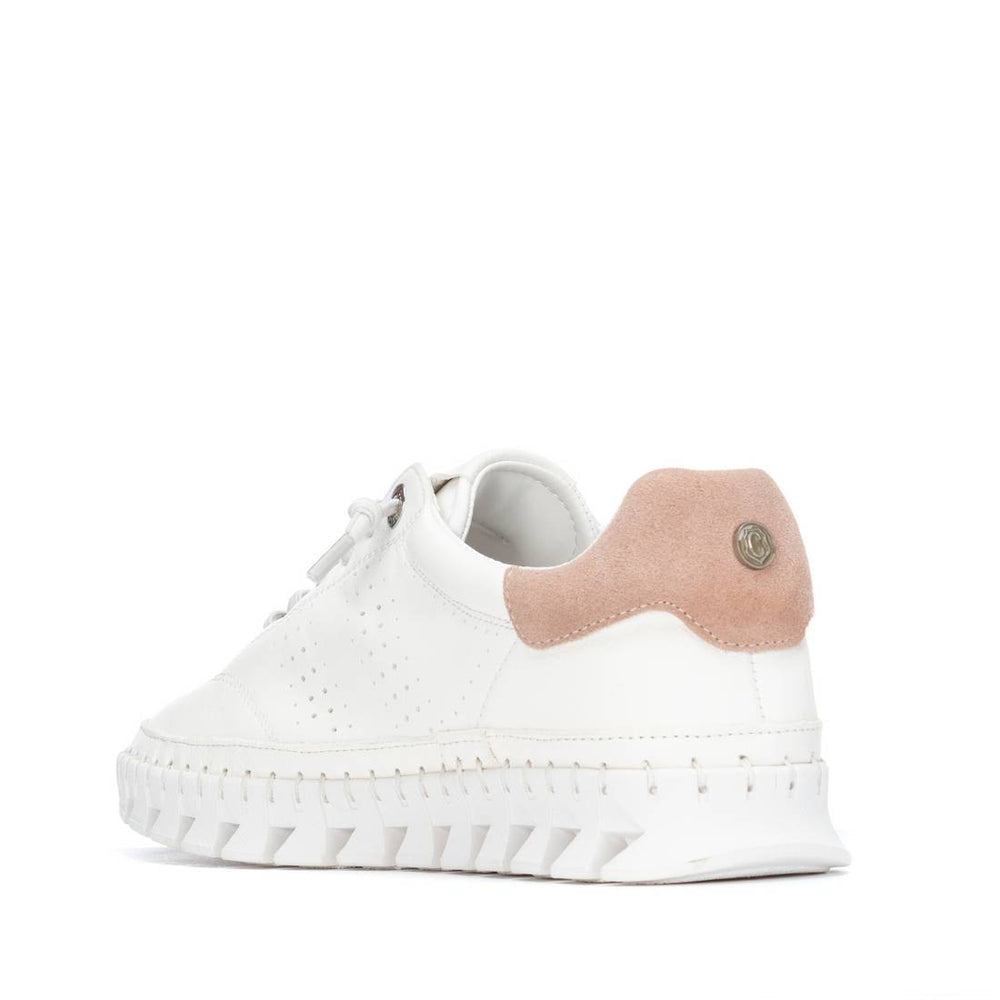 Carmela white and beige leather sneakers - Melissakshoes