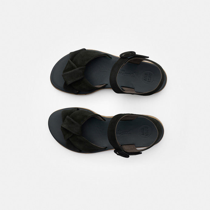 Paul Green black super soft velvet leather sandals - Melissakshoes