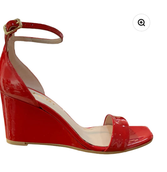 Lodi red patent leather wedge sandals