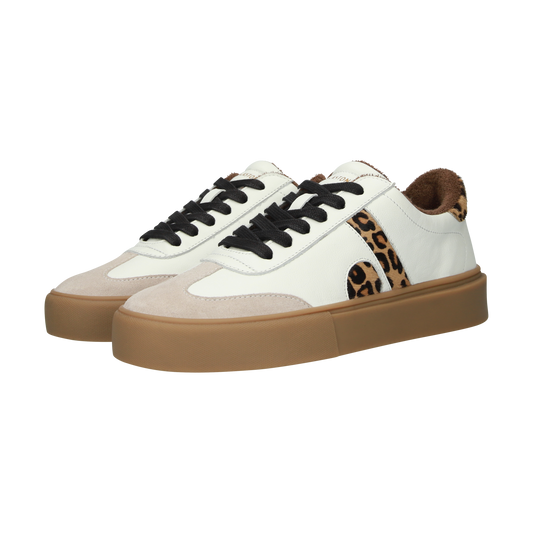 BLACKSTONE white/leopard print leather sneaker