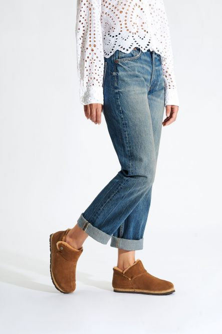 Rohde tan suede & fur lined slipper boot