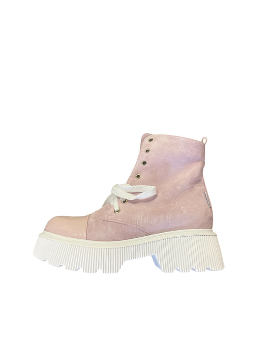 Marco moreo pink suede and leather chunky boot