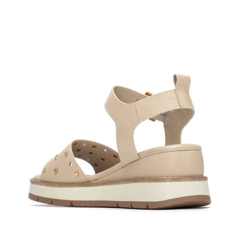 Carmela beige leather wedge sandals