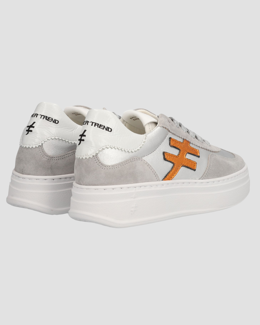 Another Trend silver suede and leather platform sneaker