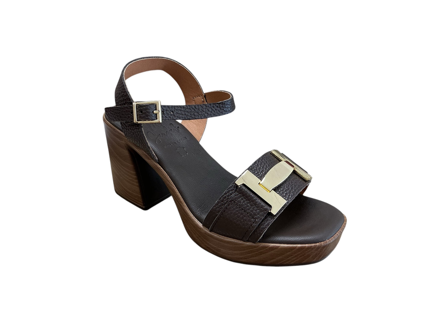 Oh My Sandals brown leather platform strap sandal