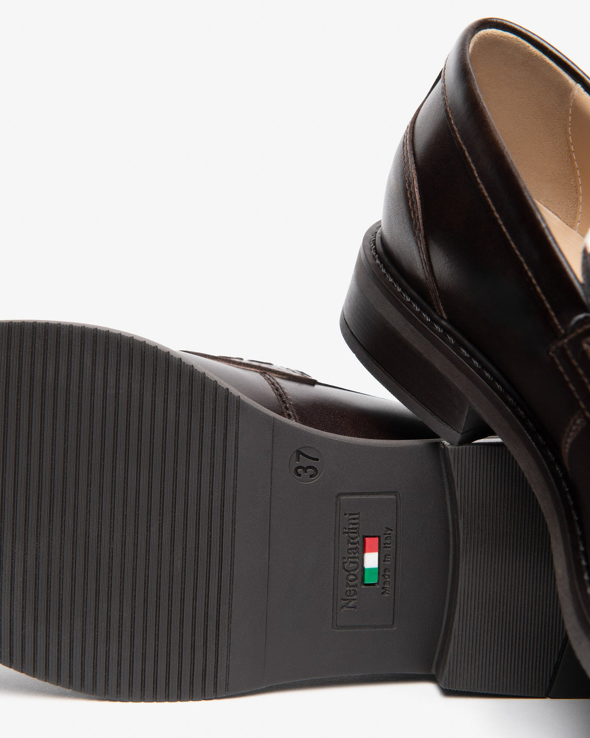 NeroGiardini brown leather and cow print loafers