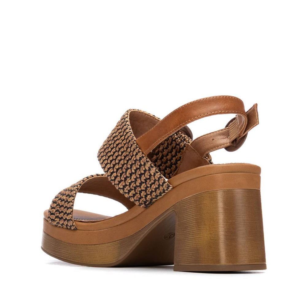 Carmela camel raffia  slingback sandals with block heel