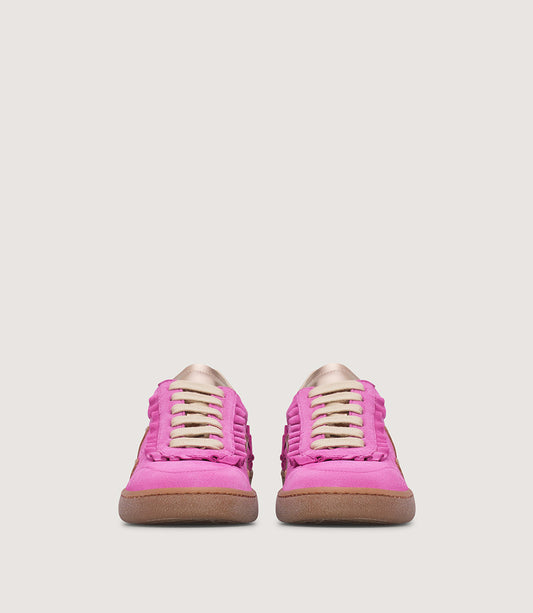 Marco Moreo pink and gold suede sneakers