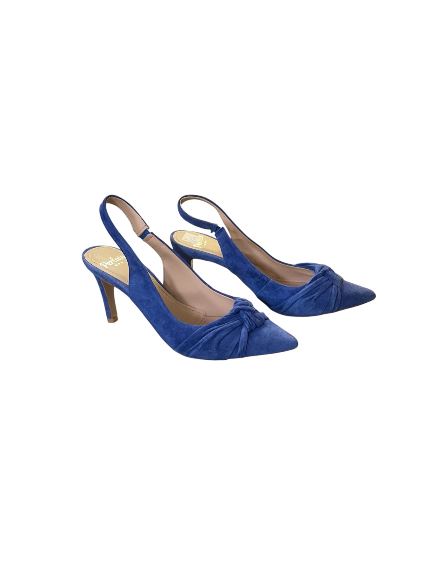 Perlato blue suede slingbacks