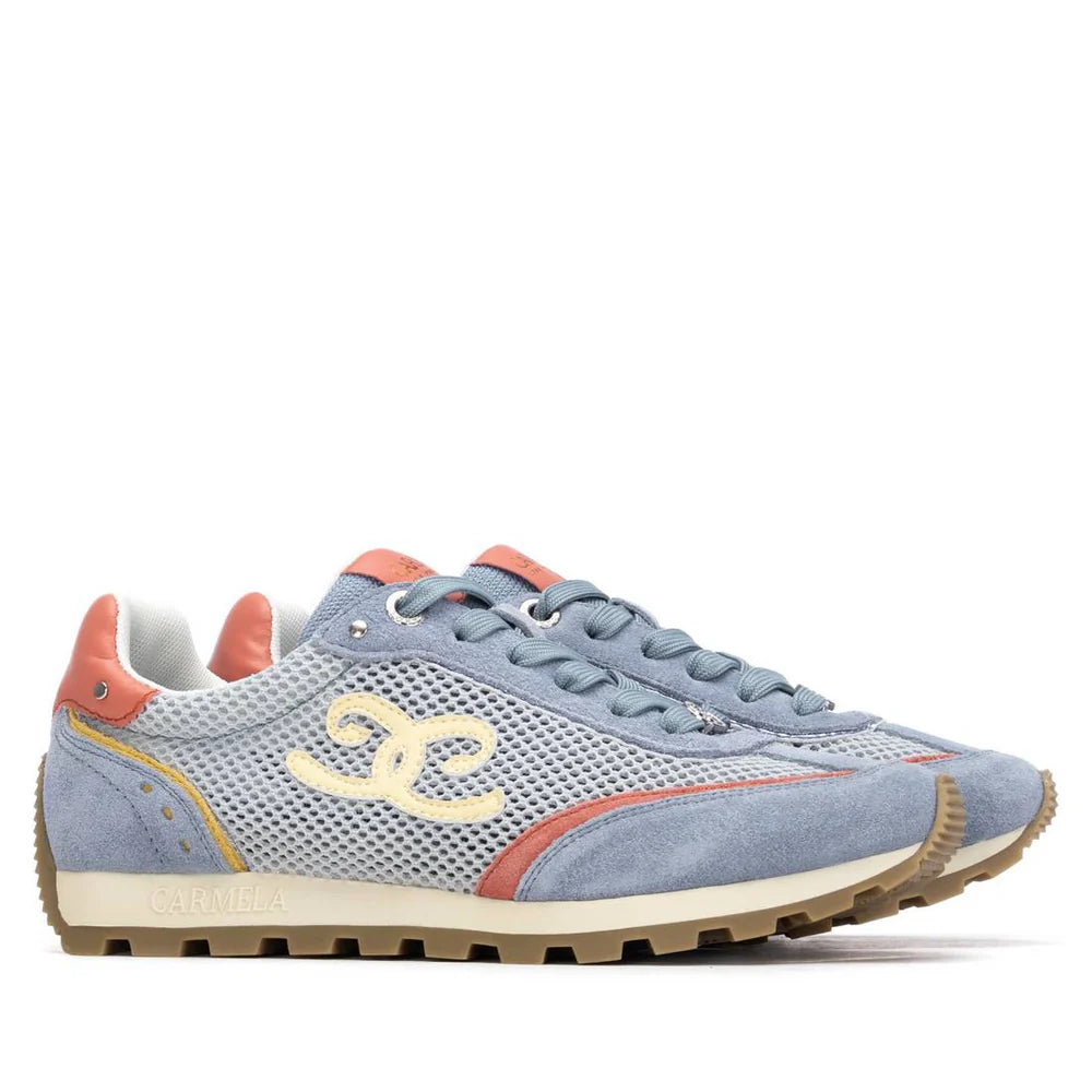 Carmela blue and coral suede and mesh sneakers