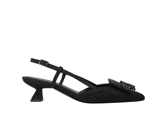 Lodi black raffia sling back