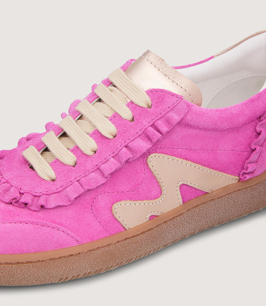 Marco Moreo pink and gold suede sneakers