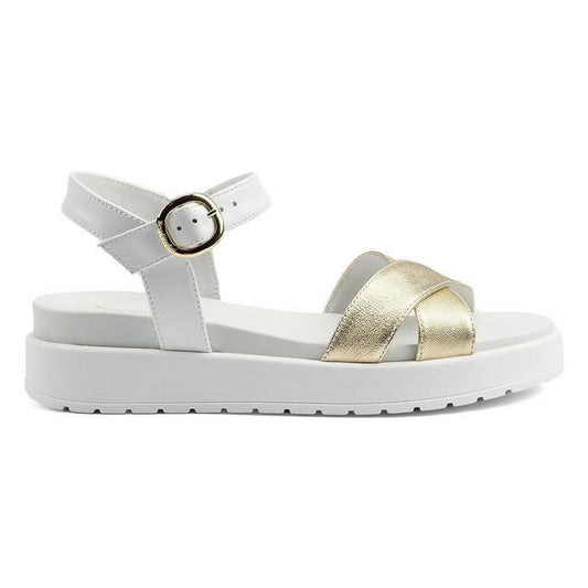 NeroGiardini white leather and gold sandals