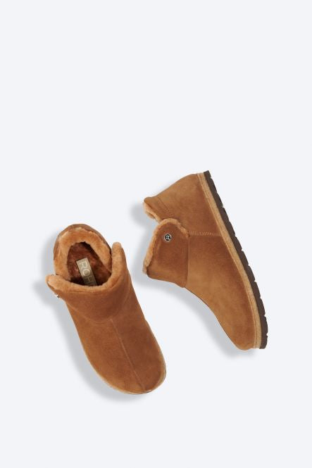 Rohde tan suede & fur lined slipper boot