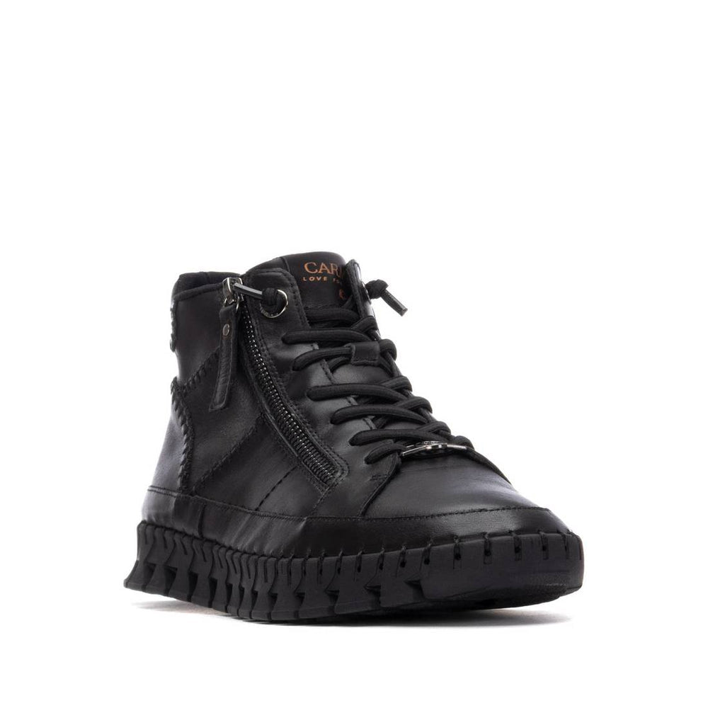 Carmela black leather ankle boot (high top)