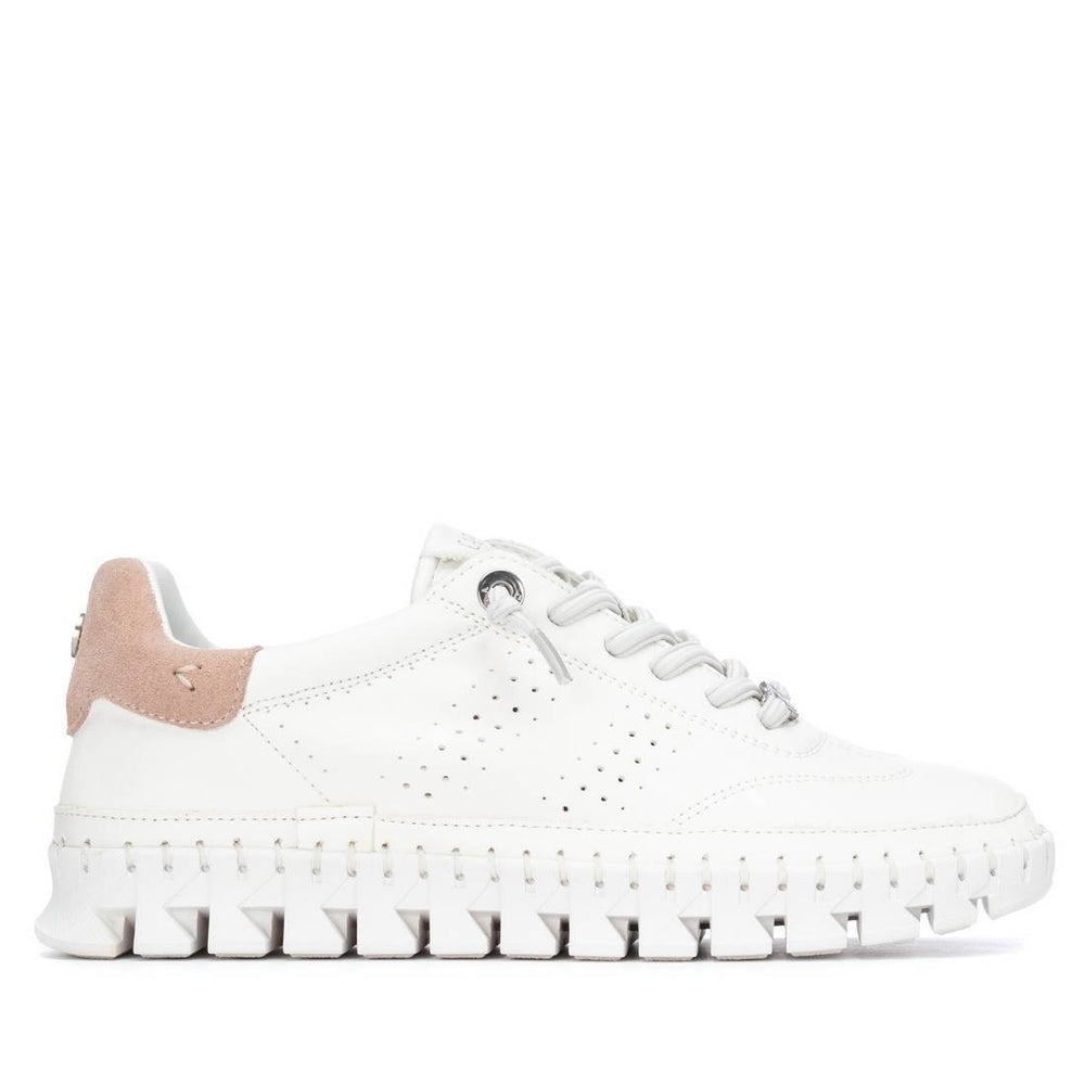 Carmela white and beige leather sneakers - Melissakshoes