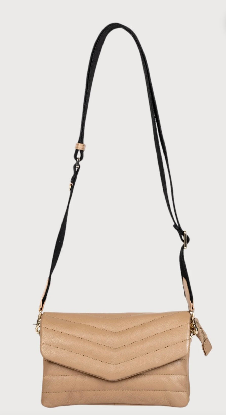 Alēo taupe leather crossbody handbag