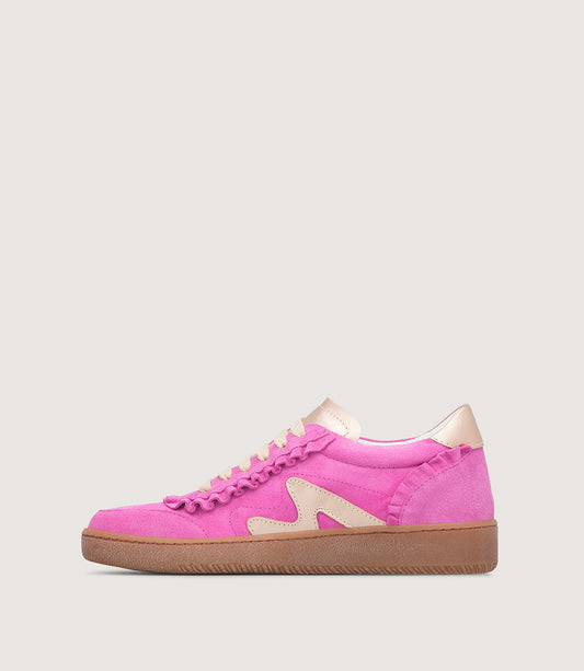Marco Moreo pink and gold suede sneakers
