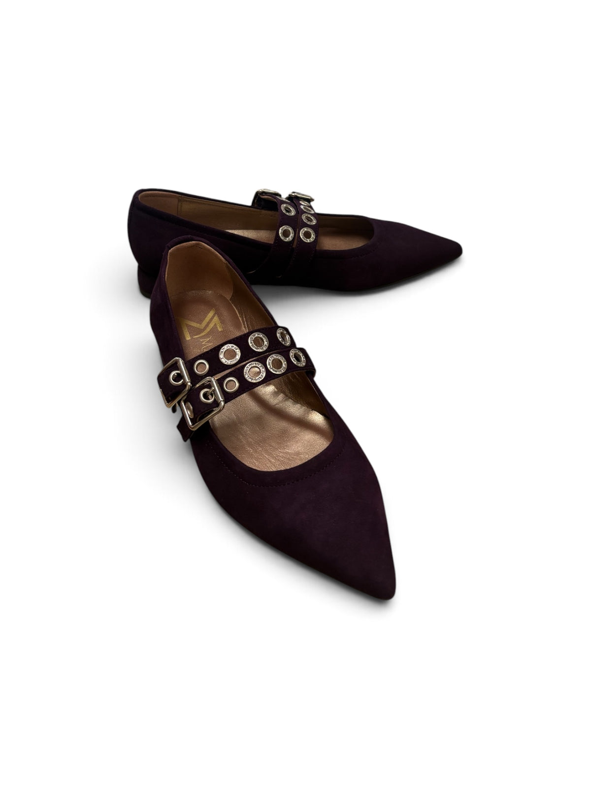 Marian aubergine suede Mary Jane ballerinas