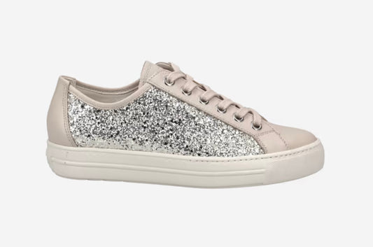 Paul green biscuit leather and gold glitter sneaker