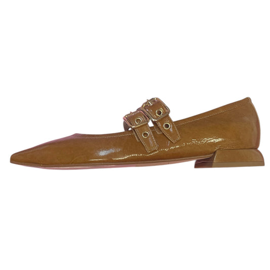 Marian brown patent leather Mary Jane shoes