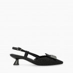 Lodi black raffia slingback