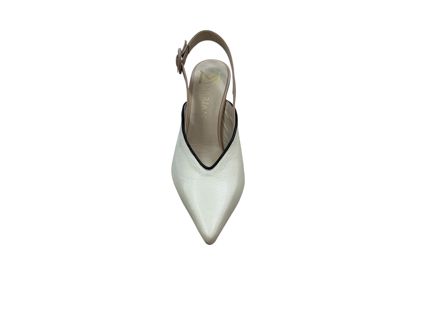 Marian cream & beige slingback with black piping