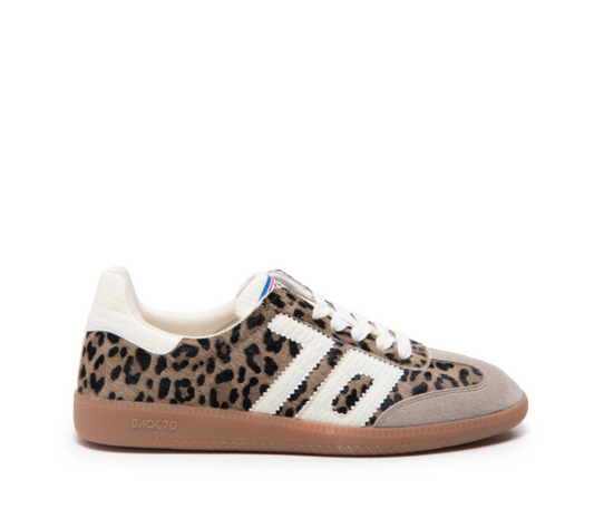 Back 70 leopard print leather and suede sneakers