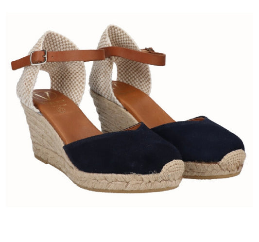 Viguera navy suede wedges