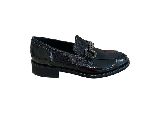 Marco Moreo Black patent loafer with buckle detail