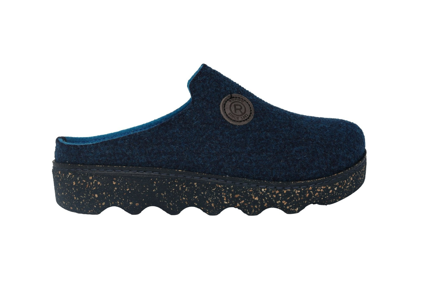 Rohde navy felt mule slippers
