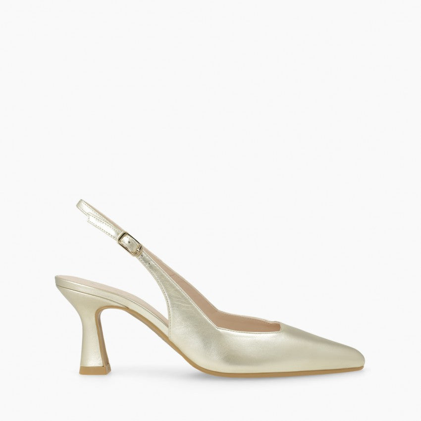 Lodi gold leather slingback court shoes - Melissakshoes