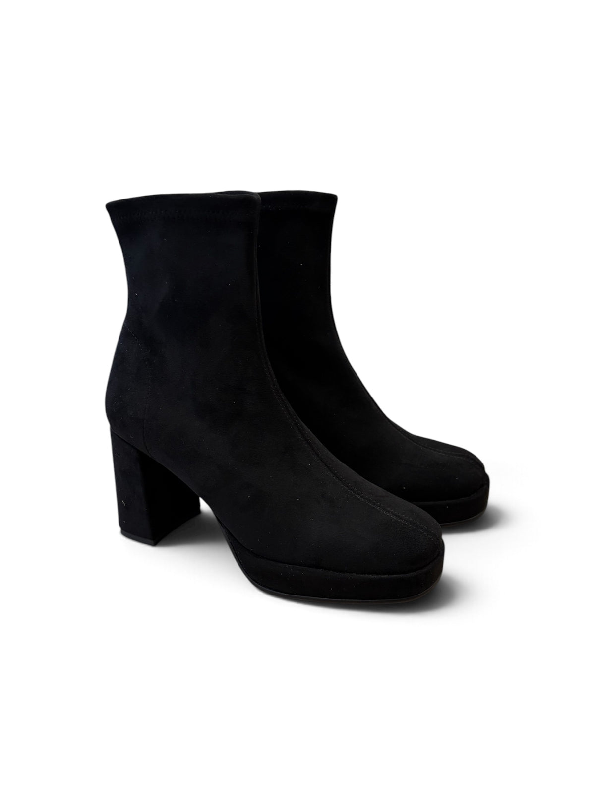 Miss Elastic black suede platform ankle boots M4
