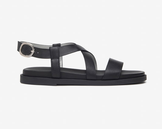 NeroGiardini black leather flat sandals