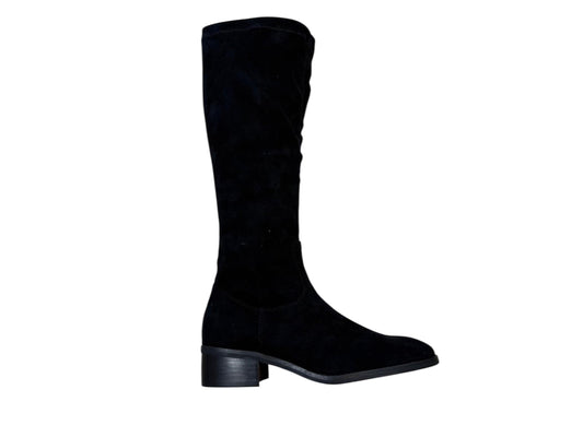 Adige black suede knee high boots