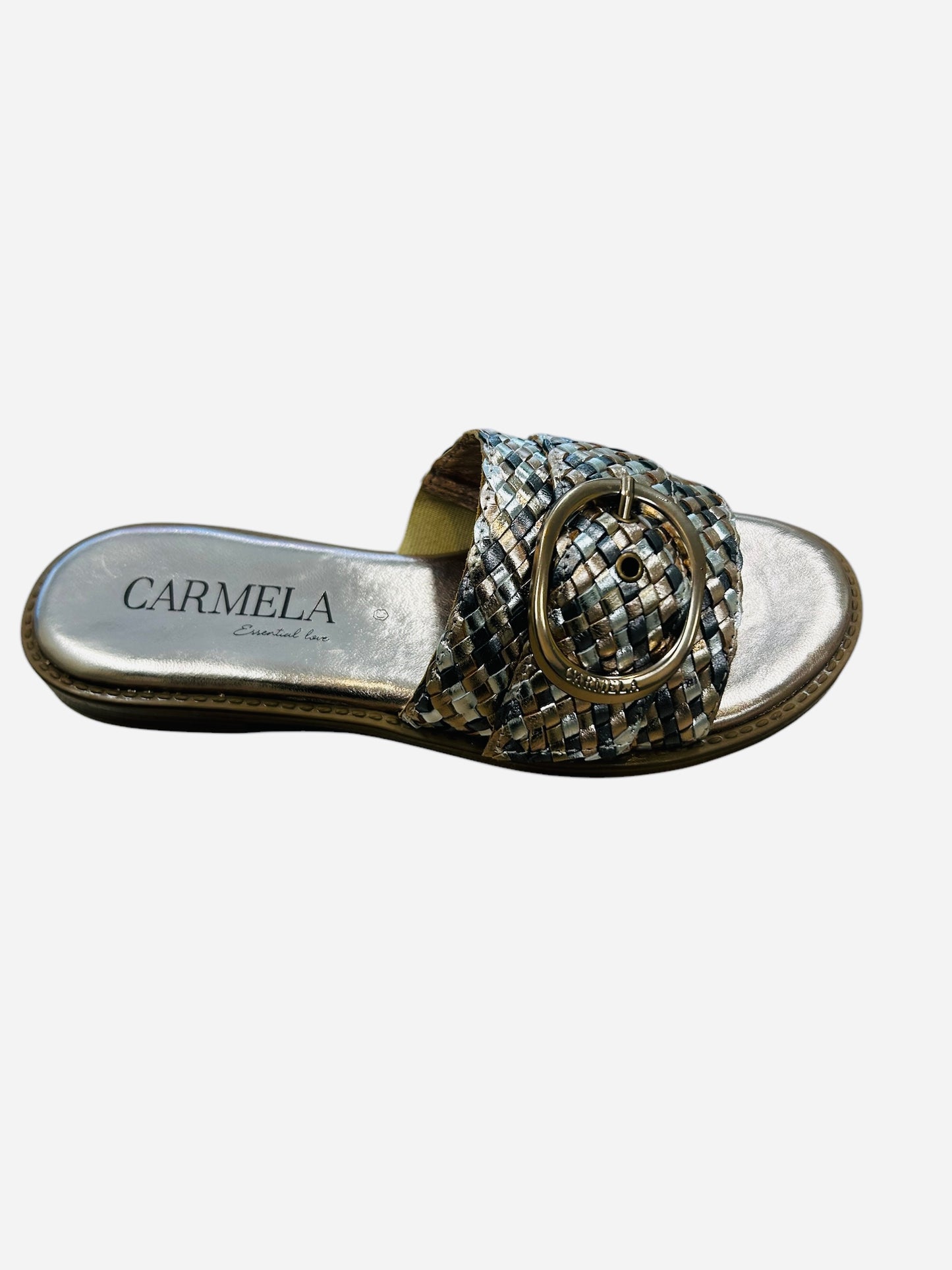 Carmela woven metallic slides - Melissakshoes