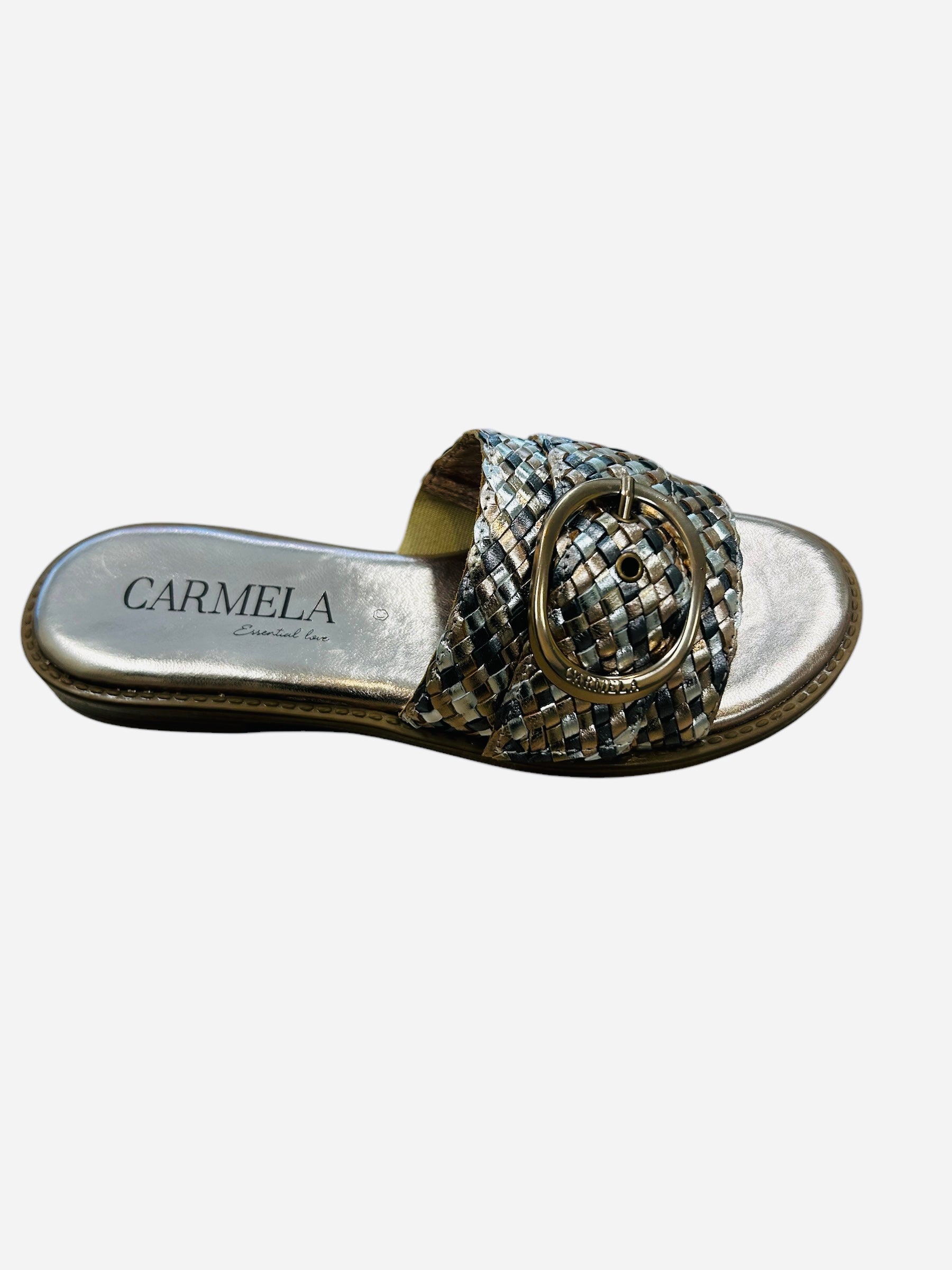 Carmela woven metallic slides - Melissakshoes