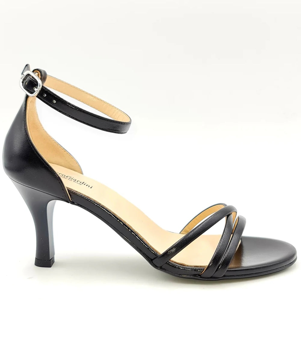 NeroGiardini black patent leather heeled sandals