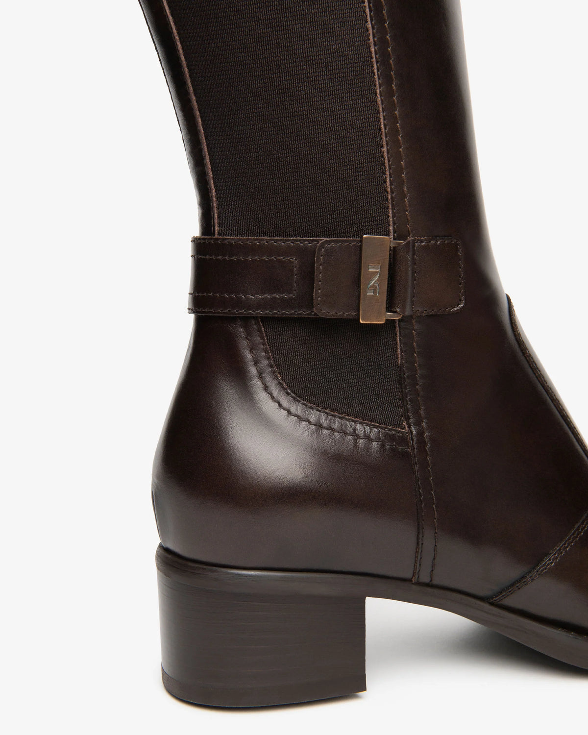 NeroGiardini brown leather and fabric knee high boots