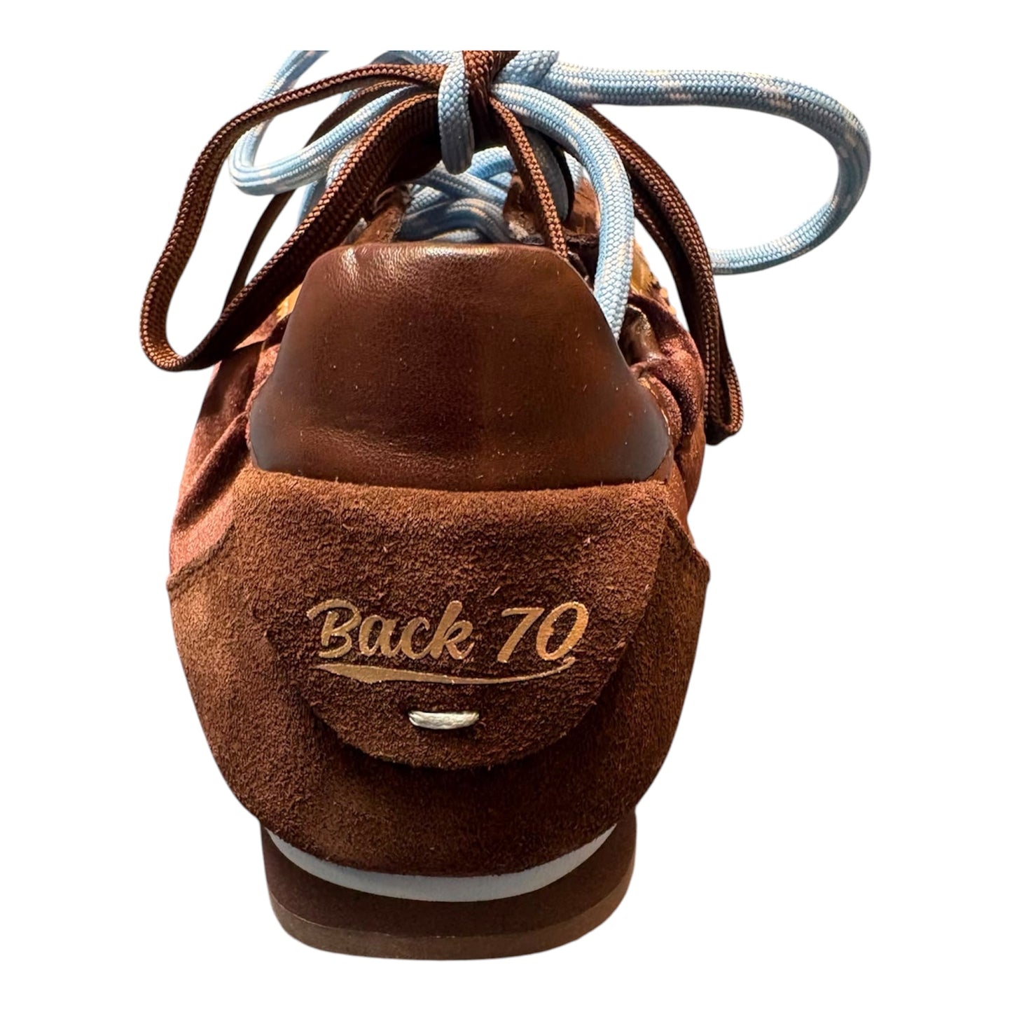 Back 70 coffee and gold velvet suede sneakers