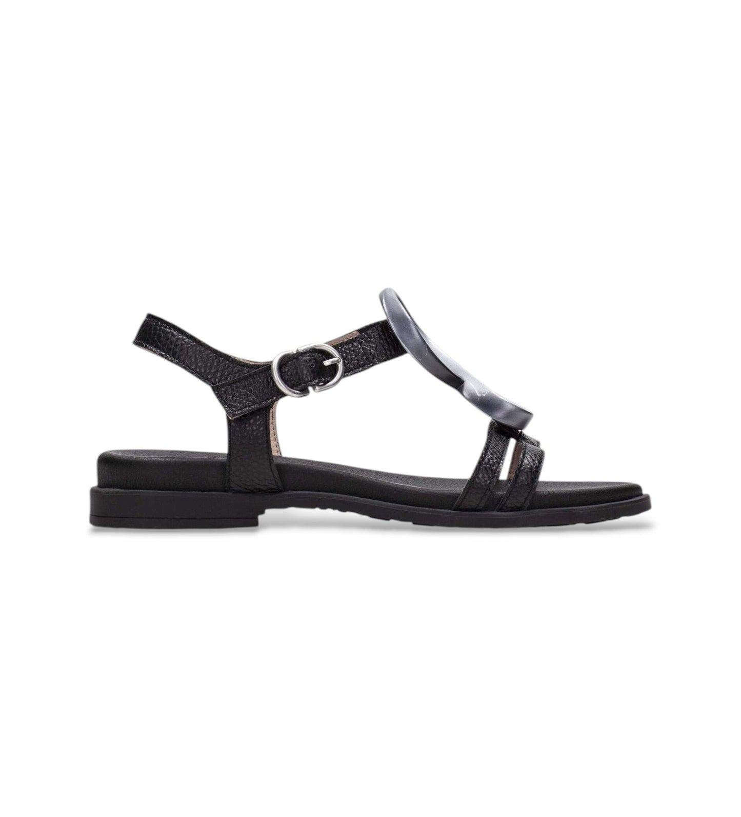 Hispanitas black leather flat sandals