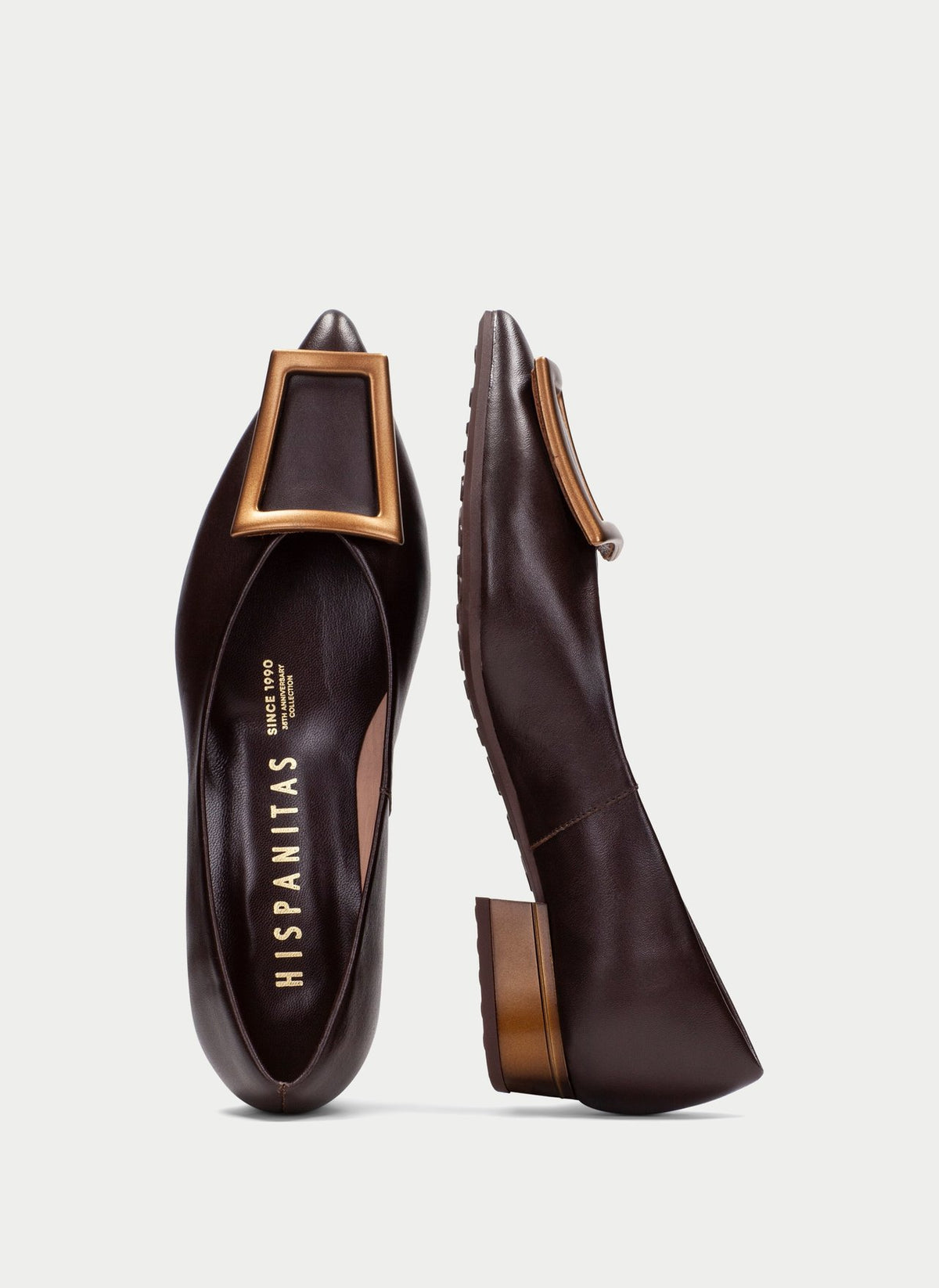 Hispanitas brown leather ballerina flats