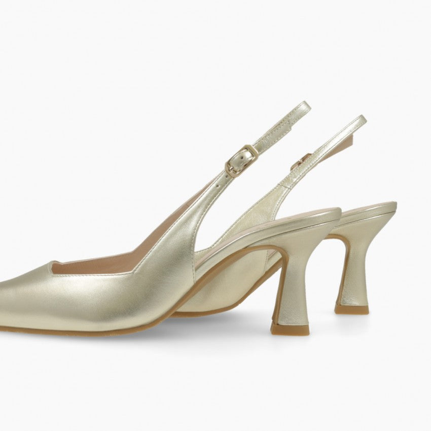 Lodi gold leather slingback court shoes - Melissakshoes