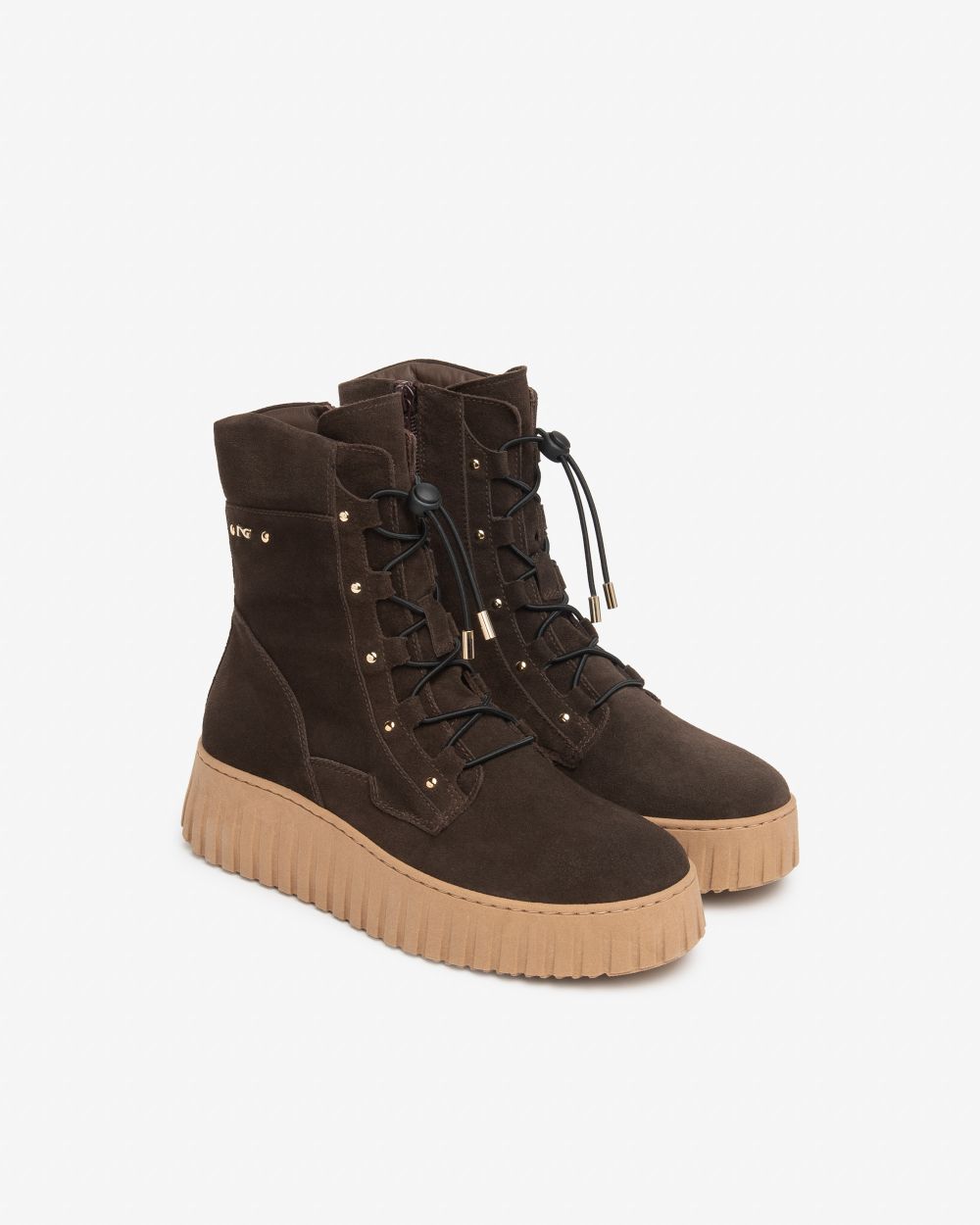 NeroGiardini brown suede platform wedge ankle boots