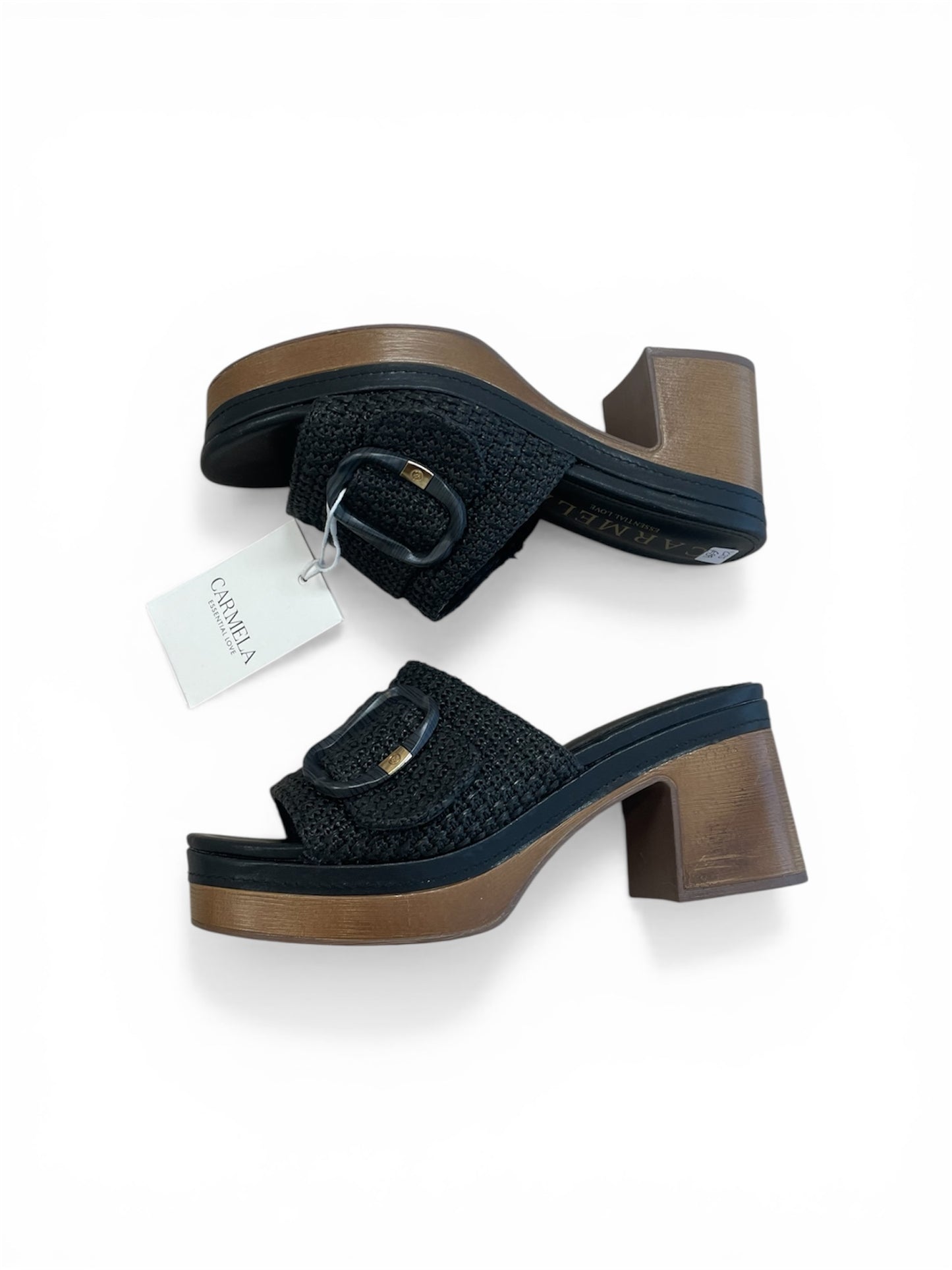 Carmela black slip on mules with block heel - Melissakshoes