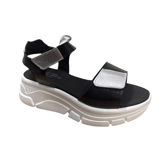 Jose Saenz black and silver platform sandals