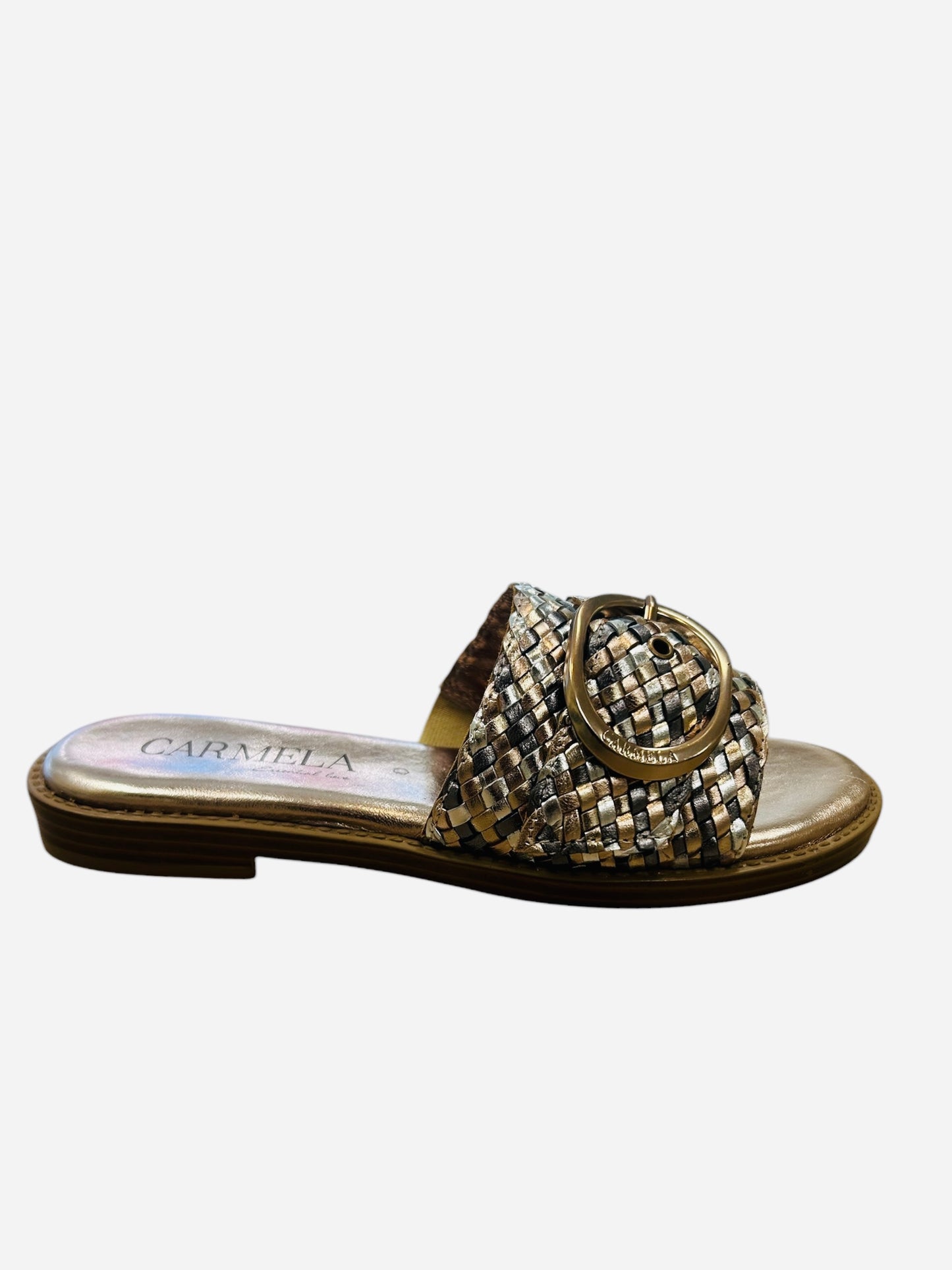 Carmela woven metallic slides - Melissakshoes