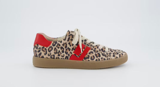Paul Green leopard print leather and suede sneakers