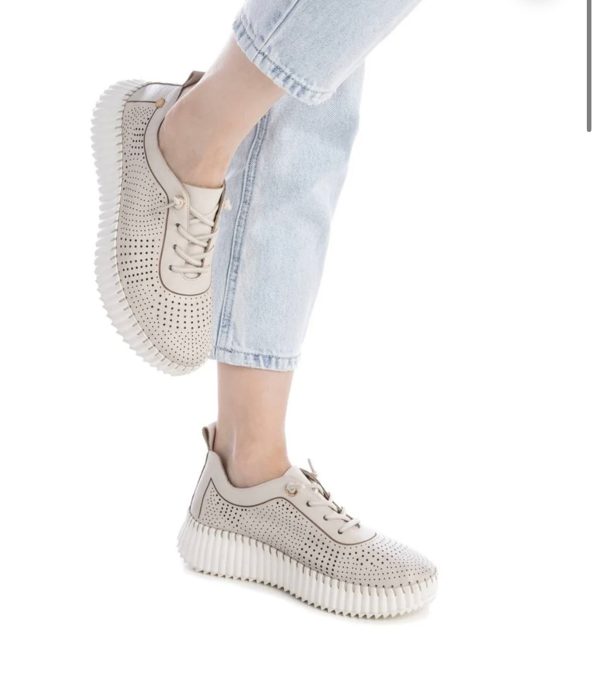 Carmela taupe leather wedge sneaker