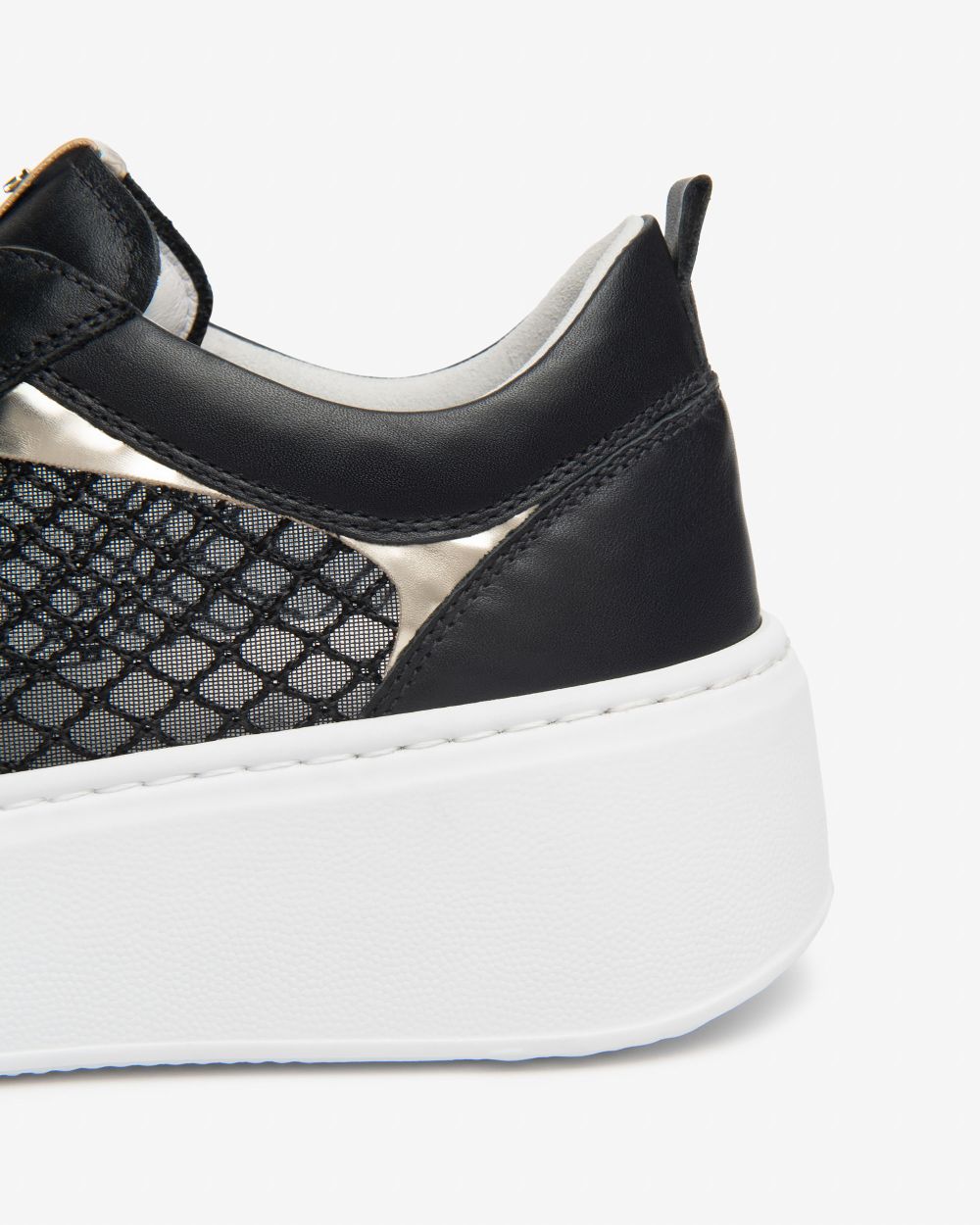 NeroGiardini black leather and canvas platform sneakers - Melissakshoes